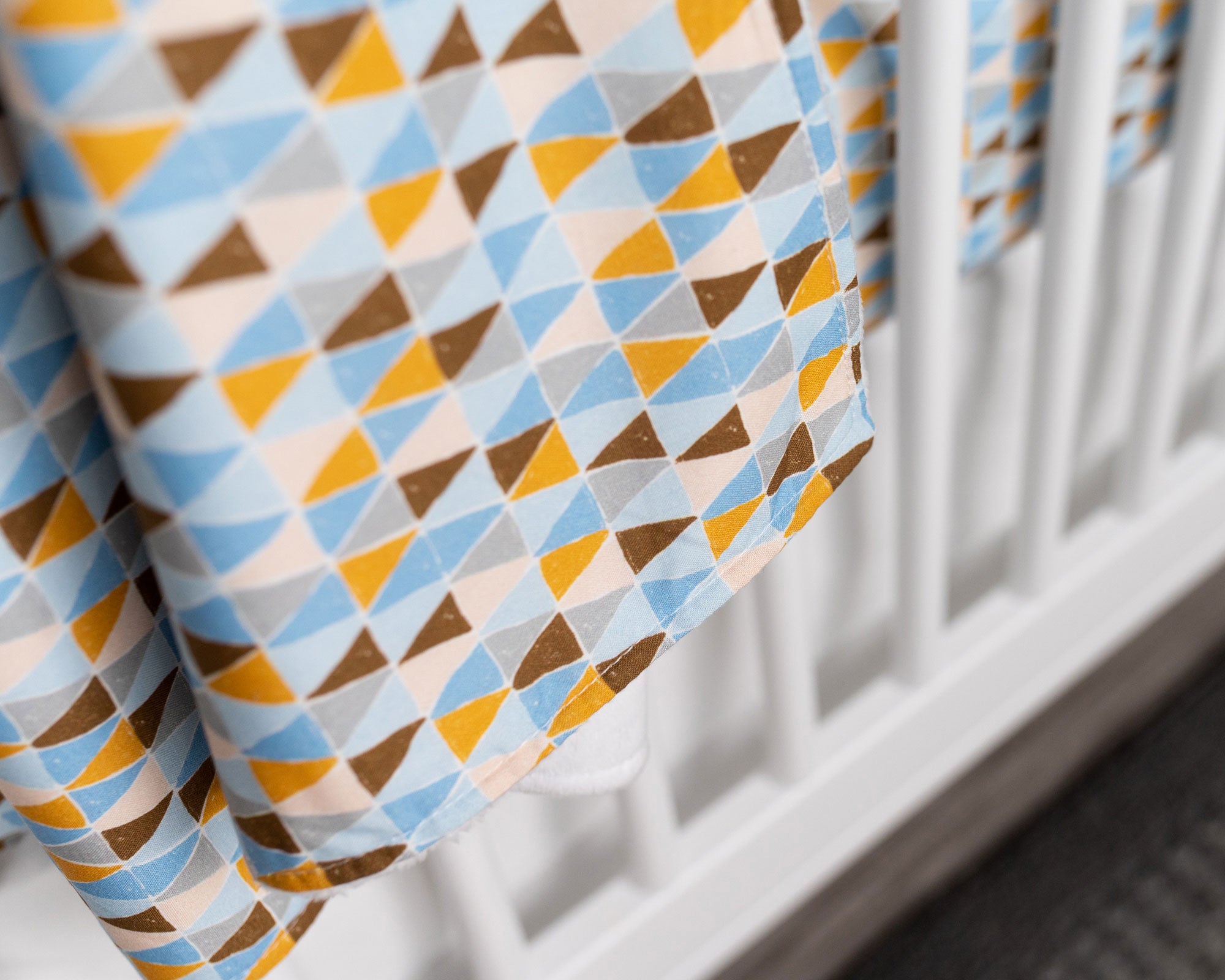 Blue Banners Marching - Baby Blanket - Blue/Topaz/Umber Triangles - Olli+Lime